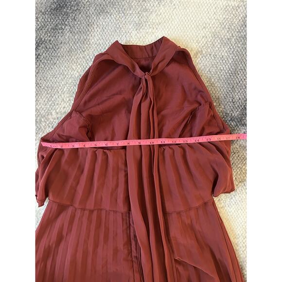 ASOS Design Burgundy Halter Tie Neck Above Knee Pleated Dress Size 8 Medium - Picture 8 of 13